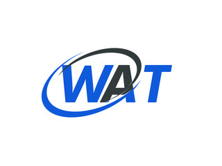 WAT letter creative modern elegant swoosh logo design