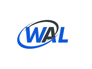 WAL letter creative modern elegant swoosh logo design