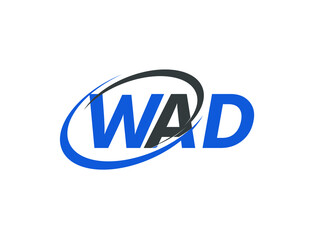 WAD letter creative modern elegant swoosh logo design