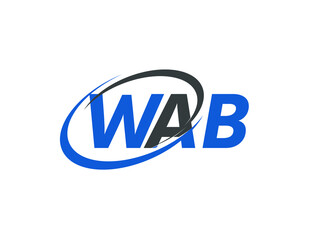 WAB letter creative modern elegant swoosh logo design