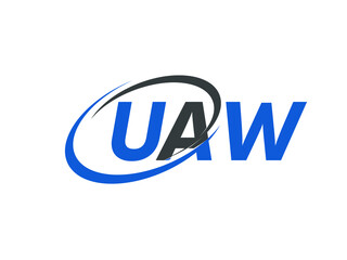 UAW letter creative modern elegant swoosh logo design