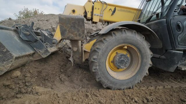 Excavation tractor works, compaction of the soil