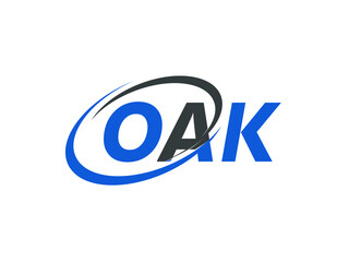 OAK letter creative modern elegant swoosh logo design