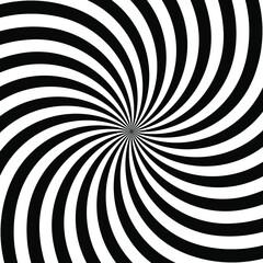 Spiral Swirl Radial Hypnotic Psychedelic illusion rotating background Vector black and white quality vector illustration cut