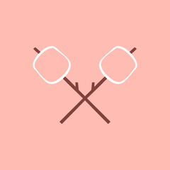 Marshmallow stick. Marshmallow logo design. White Marshmallow icon.