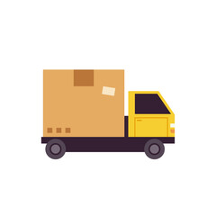 Delivery vehicles. box cartoon vector. free space for text. shopping online.