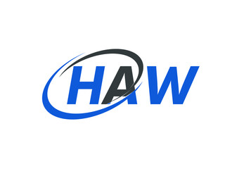 HAW letter creative modern elegant swoosh logo design