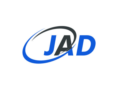 JAD letter creative modern elegant swoosh logo design