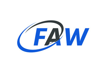 FAW letter creative modern elegant swoosh logo design