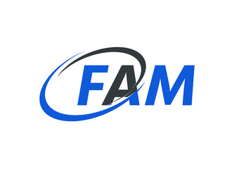 FAM letter creative modern elegant swoosh logo design