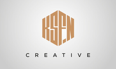 letters KSFN creative polygon hexagon logo victor template