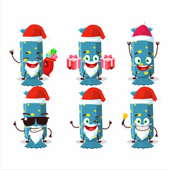 Santa Claus emoticons with blue long candy package cartoon character