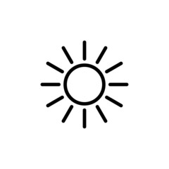 Sun icon vector. Brightness icon. Summer icon. Sun logo illustration on white background.