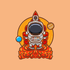 Hand drawn cartoon astronaut illustration

