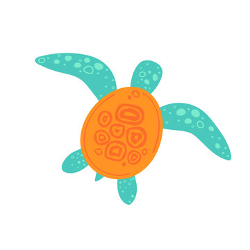 Cute sea turtle. Vector illustration for poster, fabric, print, textile.