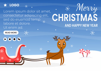 Merry Christmas Day Brochure Template Flat Design Illustration Editable of Square Background Suitable for Social media, Card, Greetings and Web Internet Ads