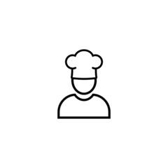 Chef in a cooking hat vector outline logo. Kitchen simple black icon. eps 10