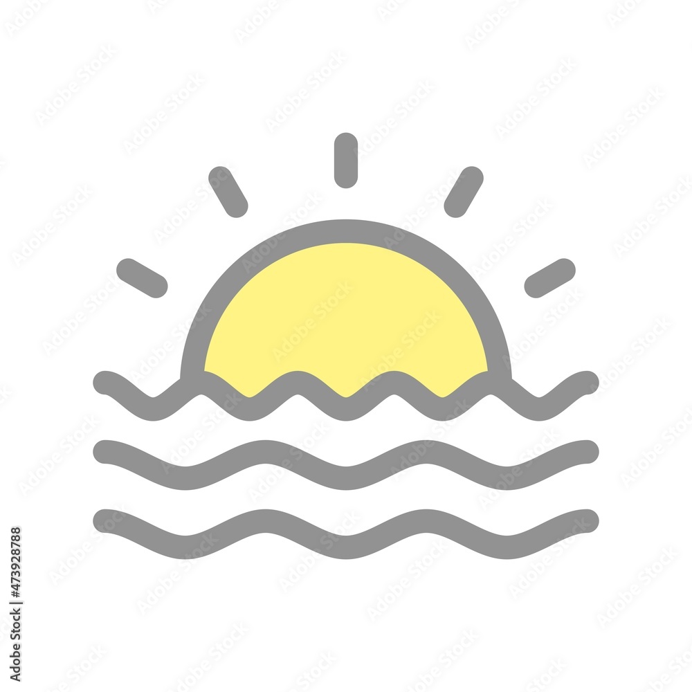 Sticker sunset filled light vector icon design