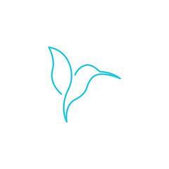 simple continuous line hummingbird logo symbol icon vector graphic design illustration idea creative © devastudios