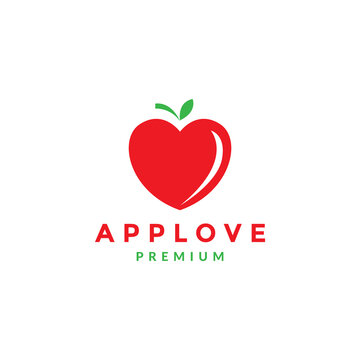 fresh fruit red love apple logo symbol icon vector graphic design illustration idea creative
