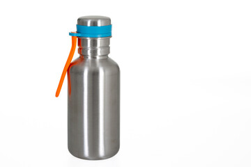 thermal stainless steel Silver thermos template of vacuum packaging mockup Stainless bottle on white background