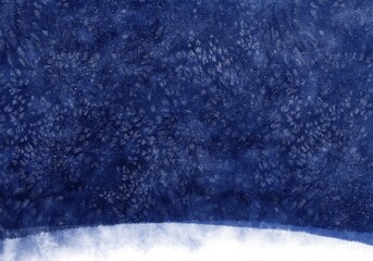 winter watercolor background with blue sky and snow, hand drawn illustration