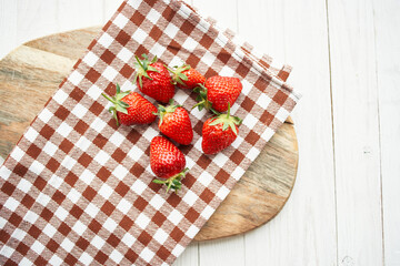 fresh strawberry summer fruit vitamins dessert checkered tablecloth