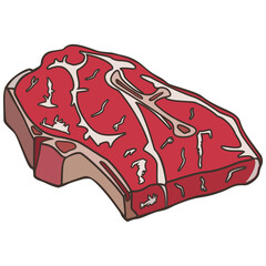 Fresh beef steak, 7-Bone Steak. Hand Drawn Illustration. Savoyar Doodle Style. Vector illustration.