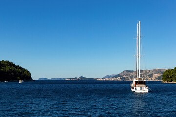 Fototapeta na wymiar Yachts in harbor of Cavtat in Dalmatia, Croatia