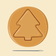 Korean dalgona honeycomb sugar cookie. Christmas tree shape - 473933142