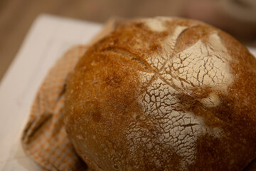 close up crusted Baked bread