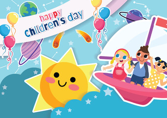 Obraz na płótnie Canvas children's day vector kids and toys kid stuffs wallpaper 