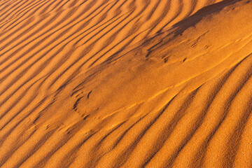 Close-up of wind formed ripples and pattens in the sand of the sand dunes at sesriem, Namibia