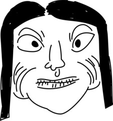 ラフに描いたブスなおじさんおばさんの顔