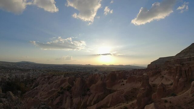 Cappadocia Sunset. 4K time lapse video of sunset in Cappadocia