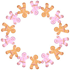 a frame of ginger cookies. Gingerbread men. Design element