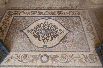 mosaic panels in the gardens of a palace in Estoi, Algarve, Portugal	