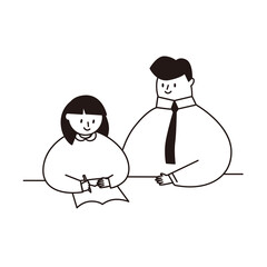 A girl studying and a teacher teaching.