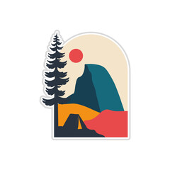 vector design camping at half dome yosemite national park t-shirt design, tee design ,patch emblem badge sticker design © fiqqiFaqiih