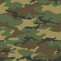 Fototapeta premium Camouflage seamless pattern. Military texture. Print on fabric and clothing. Vector