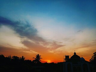 sunset over the castle