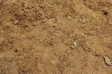 Yellow dry industrial sand with small stones background texture