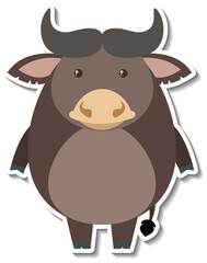 Chubby buffalo animal cartoon sticker