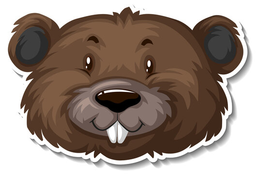 Head of Beaver animal cartoon sticker