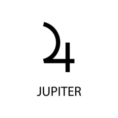 Jupiter. Planet symbol. Vector black sign on white. Astrological calendar. Jyotisha. Hinduism, Indian or Vedic astrology horoscope © Ramziia