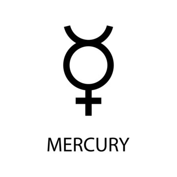 Mercury icon. Planet symbol. Vector black sign on white. Astrological calendar. Jyotisha. Hinduism, Indian or Vedic astrology horoscope