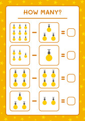 How many christmas light, game for children. Vector illustration, printable worksheet