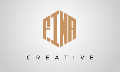 letters FINA creative polygon hexagon logo victor template