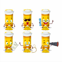 A character image design of yellow long candy package as a ship captain with binocular