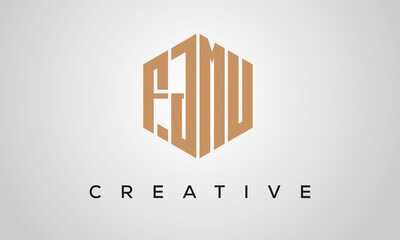 letters FJMU creative polygon hexagon logo victor template